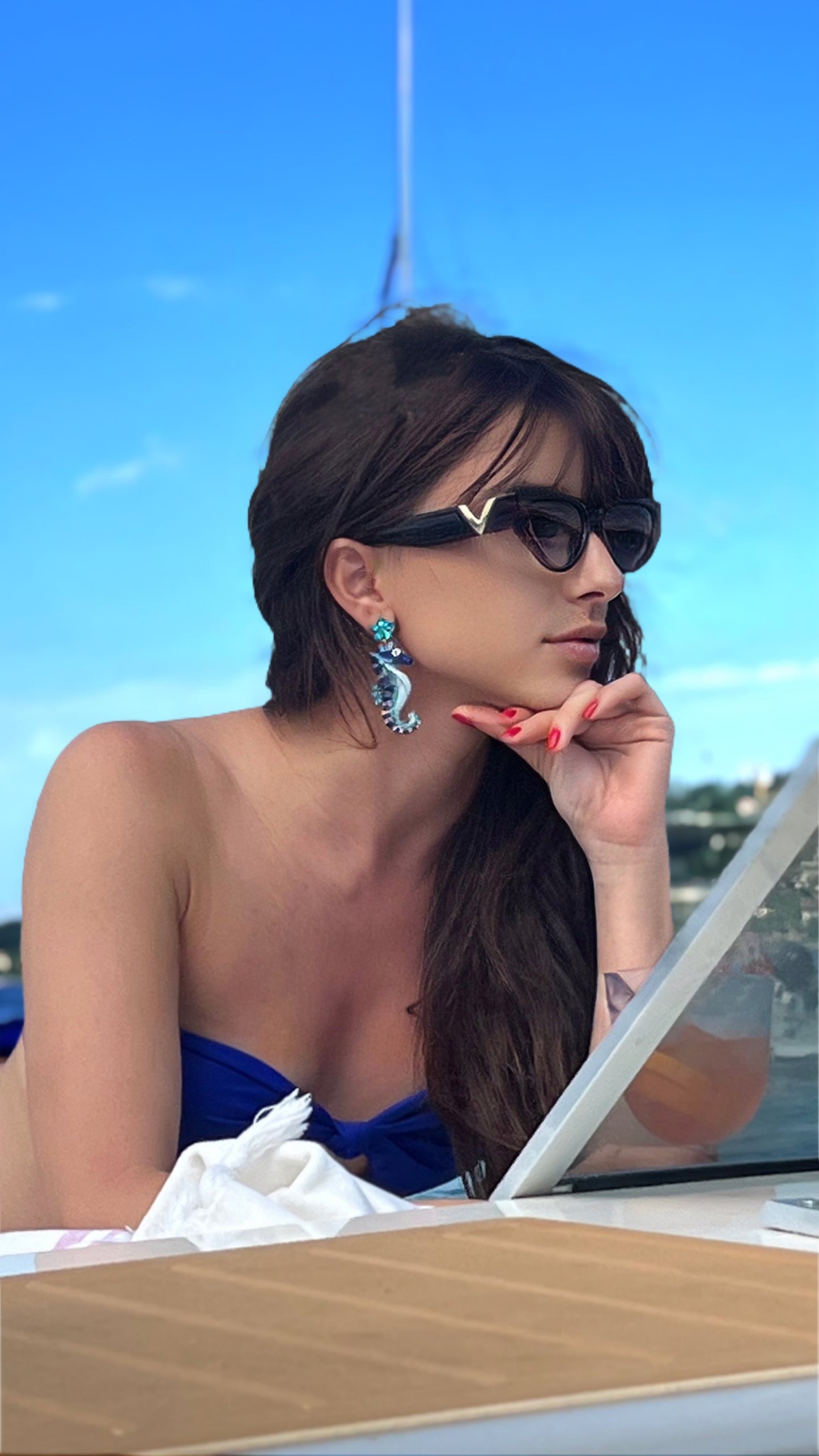 Exotic Chic Blue Sea Horse Earrings