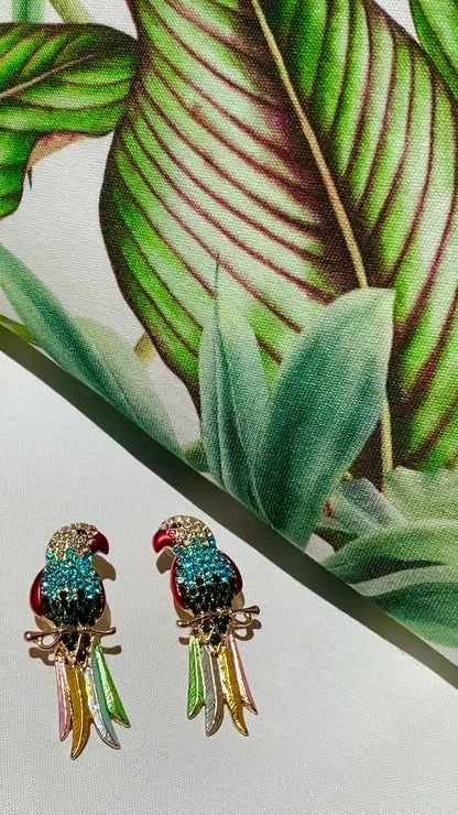 Exotic Chic Colourful Parrots Earrings