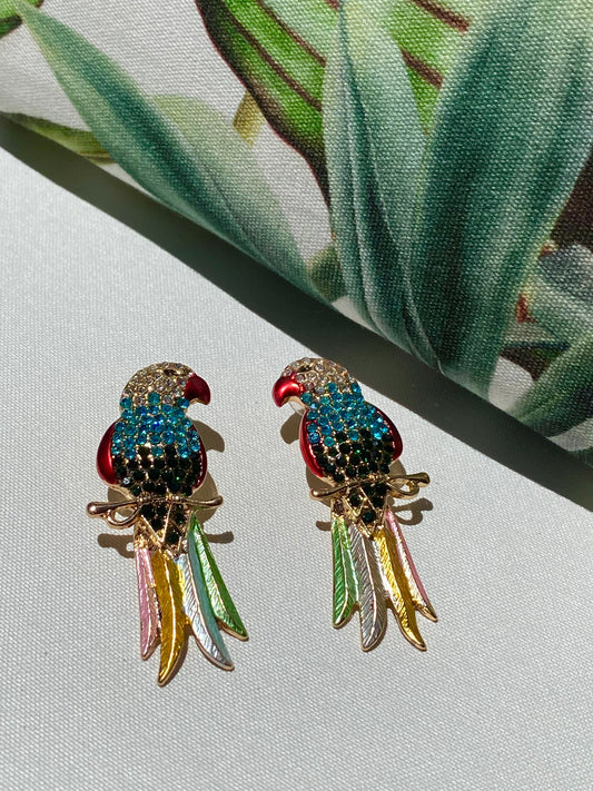 Exotic Chic Colourful Parrots Earrings