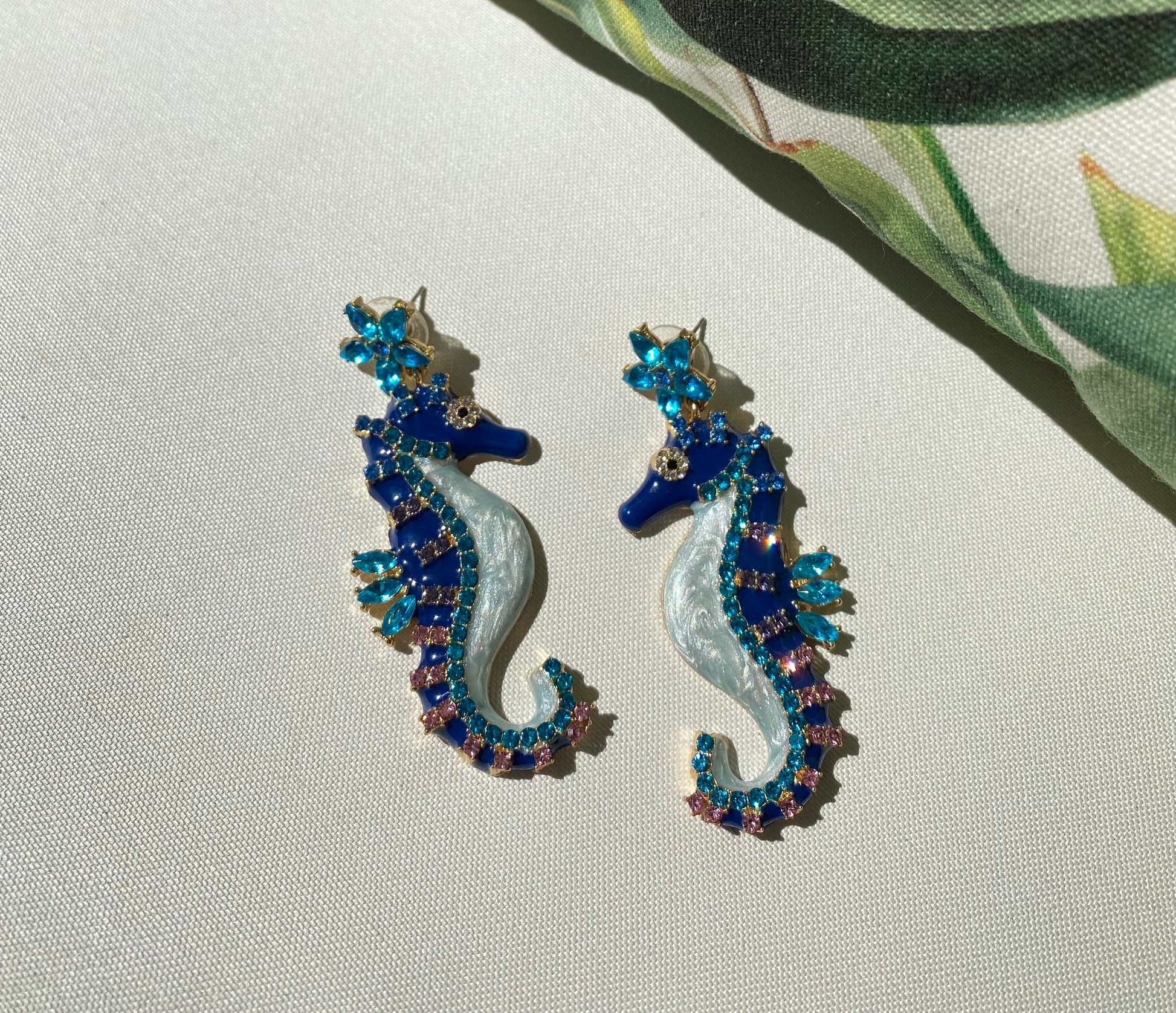 Exotic Chic Blue Sea Horse Earrings