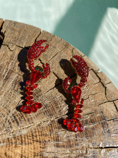 Exotic Classy Chic Red Lobster Earrings