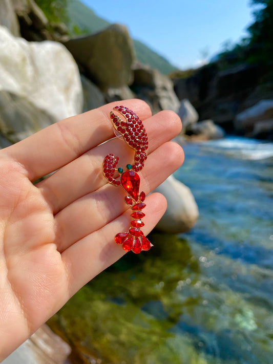 Exotic Classy Chic Red Lobster Earrings